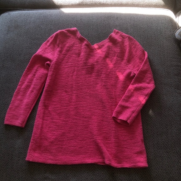 Loft Used V Neck Mid Long Sleeve Sweater like Shirt Bubblegum Pink - Picture 3 of 3